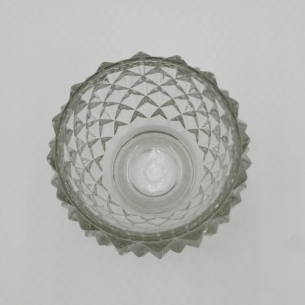 Vintage Clear Pressed Glass Diamond Pyramid Point Votive Ambient Candle Decor